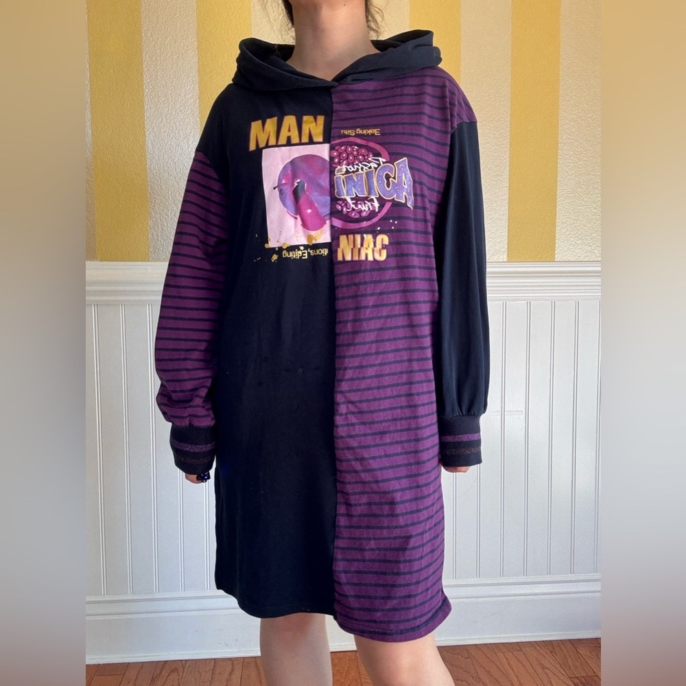 Striped Blue and Purple Graphic Shirt